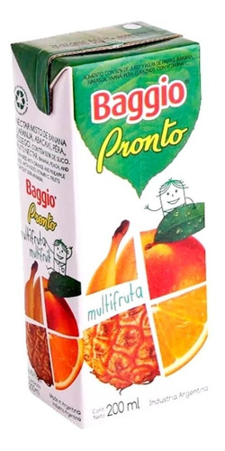 Jugo Junior Baggio  Pronto Multifruta 125ml X 18 Unidades 