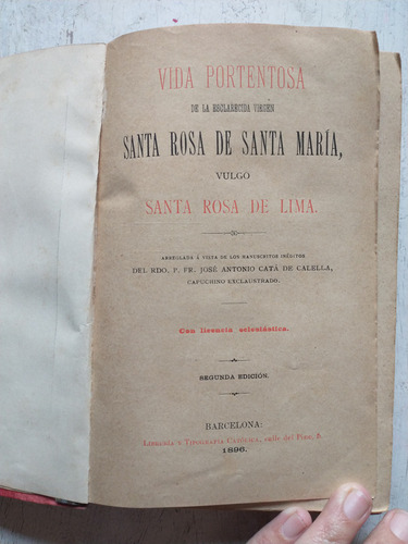 Vida De Santa Rosa De Lima Jose Antonio Cata De Calella