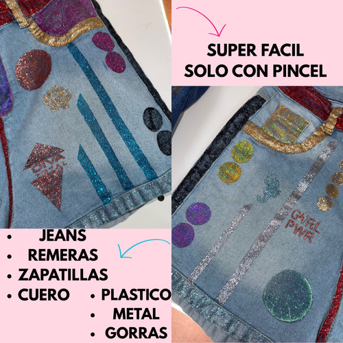 Pintura Glitter Textil Brillo Tela Zapatillas!! 1 Unidad 35ml A Eleccion