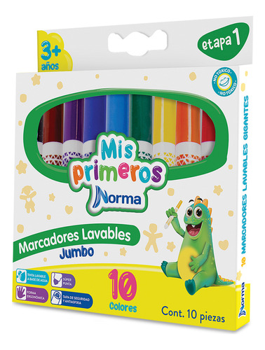 Plumones Gigantes Norma Mis Primeros 10 Piezas