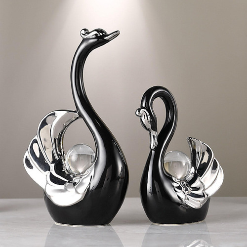 Figuras De Cisne, Escultura, Regalo De Negro