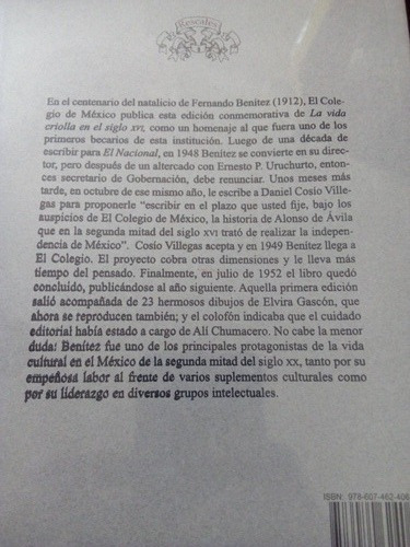 Libro Fernando Benítez La Vida Criolla En El Siglo Xvi Nuevo