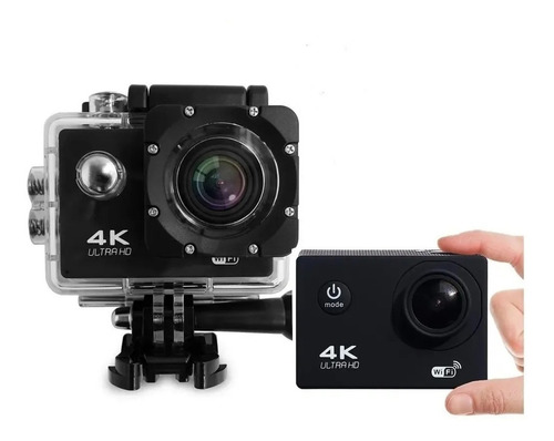 Camara Deportiva Accion 4k Ultra Hd Wifi Hdmi Sumergible 30m Color Negro