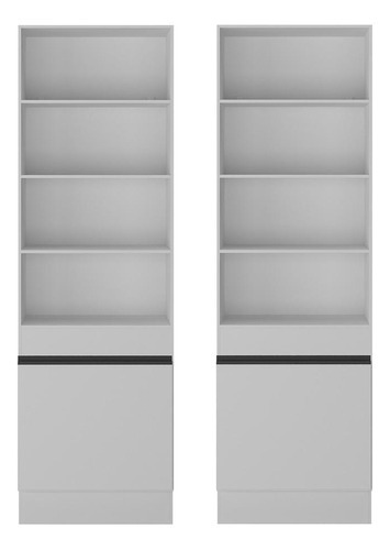 Armário/estante Escritório 2 Portas Multimóveis Mp7000 Cor Branco/preto