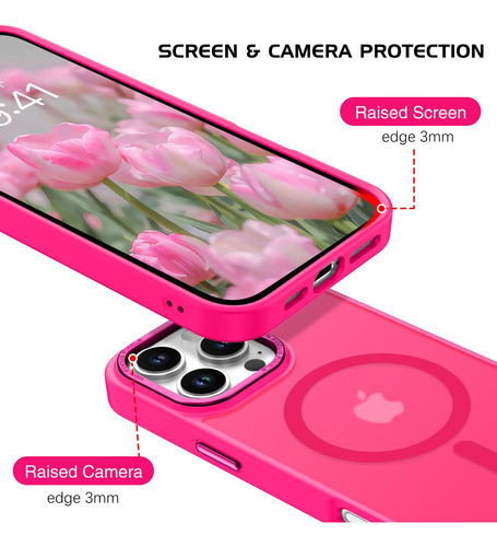 Funda Domaver Para Iphone 16 Pro Max 6.9 Pulgadas Mag Safe Rosa Encendido Nombre Del Diseño