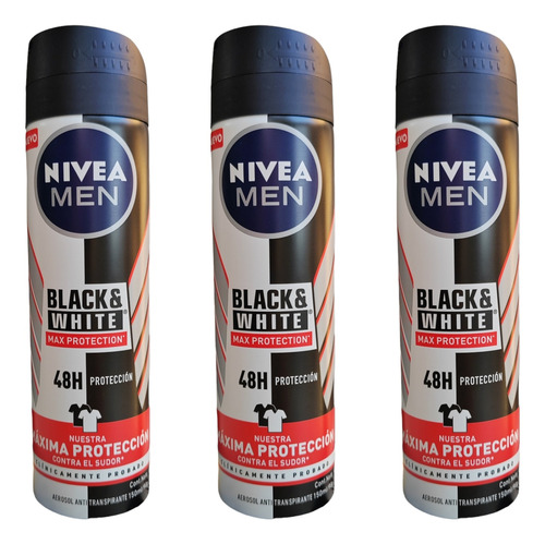 Pack X3 Desodorante Nivea Men Black & White Protection Spray
