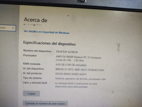 Tarjeta Madre Biostar A10n-8800e Amd Fx-8800p Ram 4gb Negro (Usado)