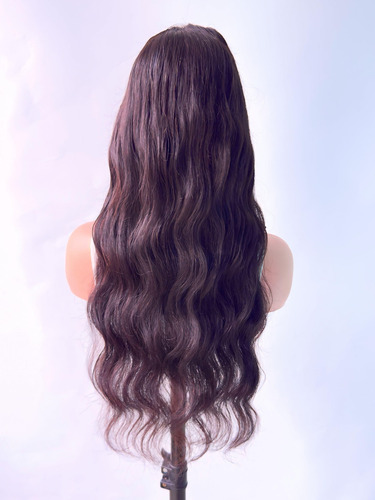 Peruca Front Lace Hd 100% Cabelo Humano Virgem Castanho Escuro Divisão Livre No Topo 4x4 Em Lace Hd 65cm 270g Touca Com Ajustes Na Nuca