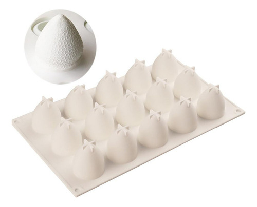 Molde De Silicona For Hornear Con Forma De Fresa, 15 Cavida
