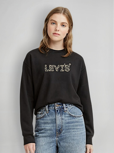 Poleron Levis Mujer Regular Print Negro
