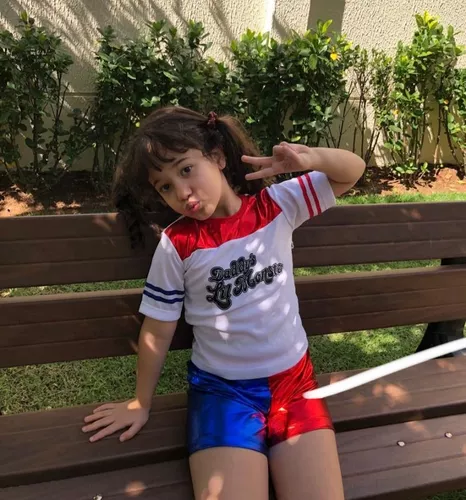 Fantasia Arlequina Infantil Roupa Esquadrão Harley Quinn