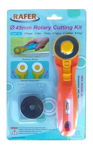 Imagen 2 de 9 de Cutter Circular Rafer 45mm + 5 Cuchillas Cortes Variados