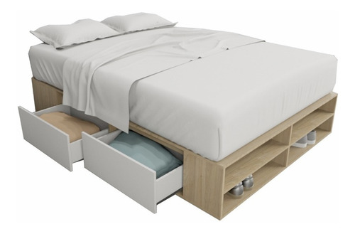 Box De Cama Con Cajonera + Zapatero Organizador Base Somier