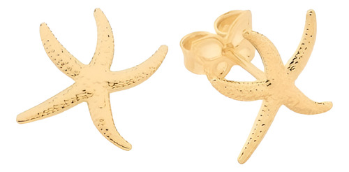 Brincos Rommanel Estrela Do Mar Relevo Fol Ouro 18k 525434