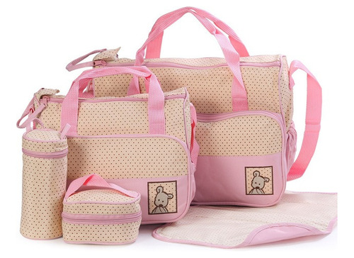 Super Set Bolso Maternal Bebe 5 Piezas Con Cambiador