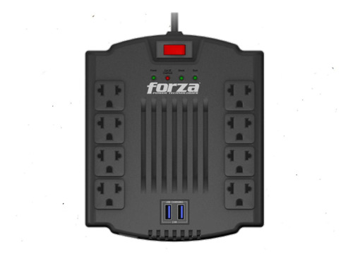 Regulador Voltaje 1200va/600w 8 Tomas 2 Usb Forza Circuit S.