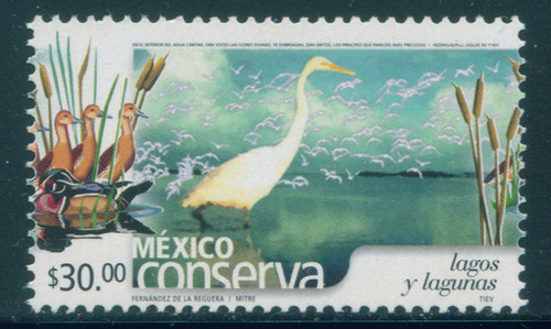 Mexico 2005 Timbre $30 Lagos Y Lagunas Mint Nh Bu Unck. Fi