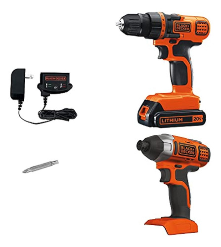 Black + Decker 20v Max Kit Combinado De Taladro Inalámbrico,