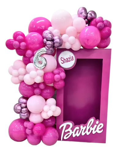 Arco De Globos Cumpleaños Barbie Rosado Fucsia  Tendencia