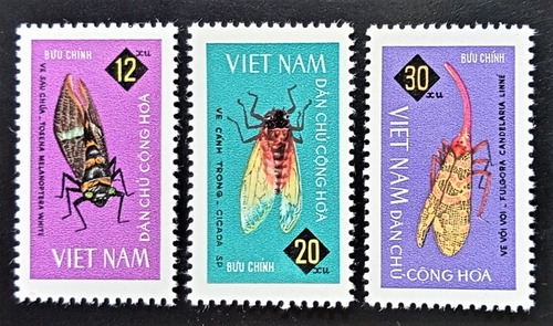 Vietnam Insectos, Serie Sc 363-365 1965 Mint L18170