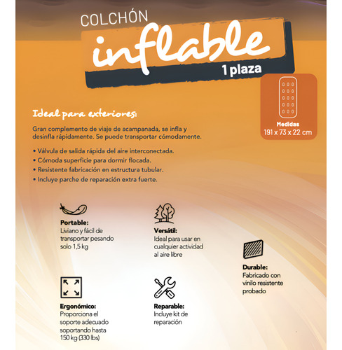 Colchon Inflable Miglu 191x73x22-r6534