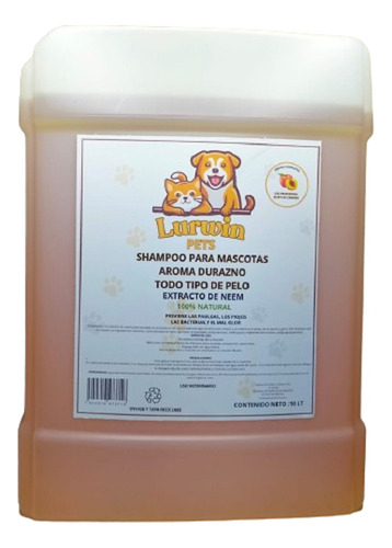 Shampoo Durazno Perro,gato Estetica Canina 10lt. Profesional