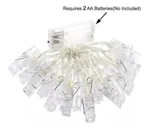 Comprar Guirnalda De Luces Led 20 Broches Para Fotos A Pilas 3 Mts Color de las luces Blanco