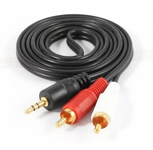Imagen 1 de 1 de Cable De Audio Rca A Mini Plug 3.5mm Punta Dorada 3 Metros