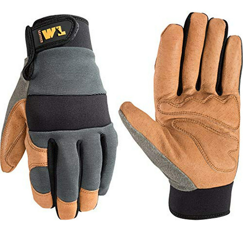 Guantes De Trabajo Híbridos De Cuero Y Spandex Para Hombre,