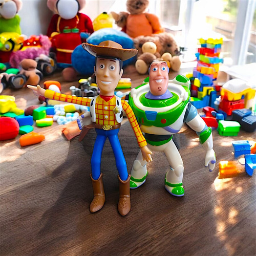 Kit Boneco Interativo Toy Story Articulado Em Vinil Lider