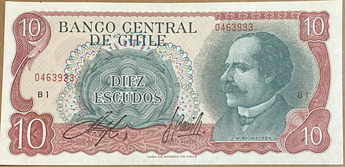 Billete Diez Escudos Rojo Original Sin Uso Oportunidad