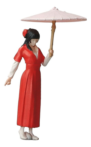 Figura De Niña De Aduanas Antigua, Mini Muñeca Rojo