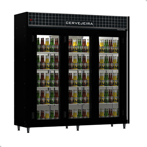Cervejeira Comercial Vertical 3 Portas 1542 Litros Polofrio Cor Preto 220v