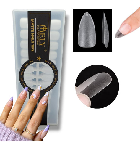 Tips Para Soft Gel Almendra Medianos Transparentes Caja X300