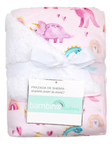 Frazada De Sherpa Bambino Animales Rosado