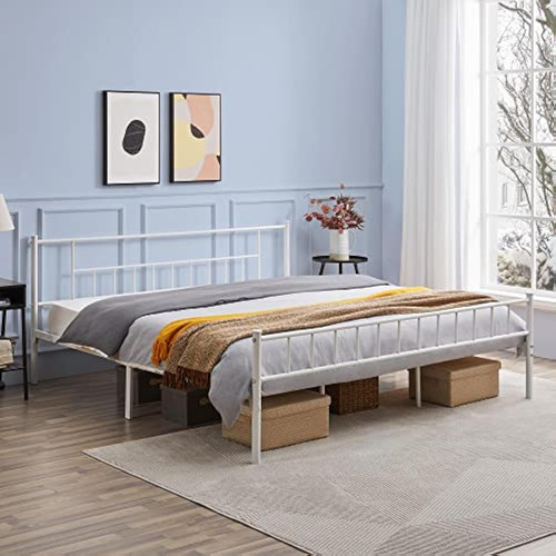 Base De Cama Yaheetech King Size Blanca