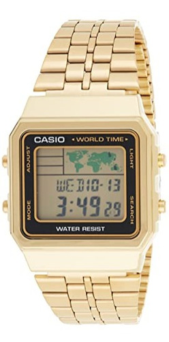 Casio Digital World Time A500wga-9df De Acero Inoxidable W P