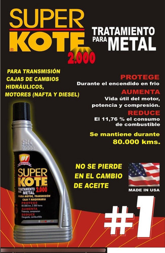 Imagen 3 de 3 de Superkote 2000 - Tratam P/metal. Antifricción - Made In Usa