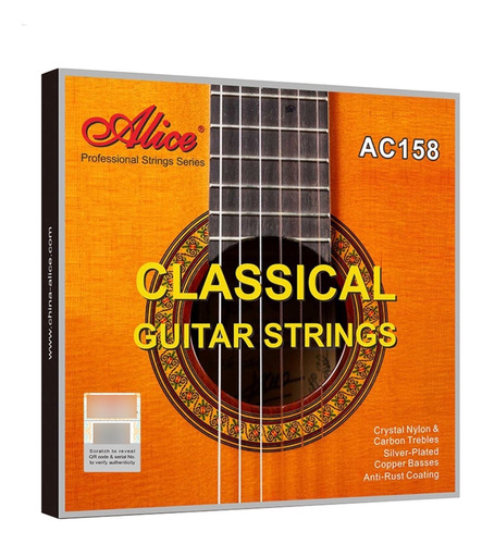 Cuerdas Alice Ac158-h Nylon Carbono Cobre Plateado Concierto