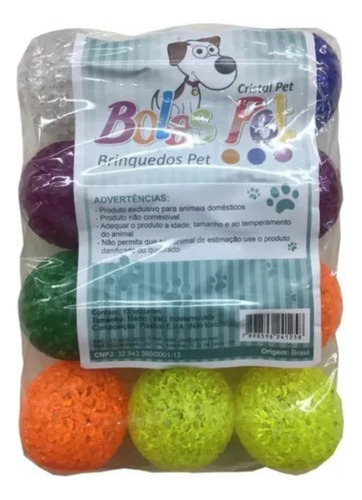 12 Bolas Pet Guizo Sino Brinquedo Gatos - Tam. Grande C/ Cor Variadas