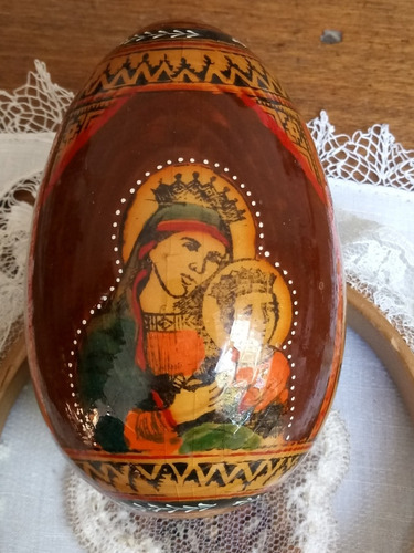 Antiguo Huevo Pintado A Mano Religioso Origen Rusia