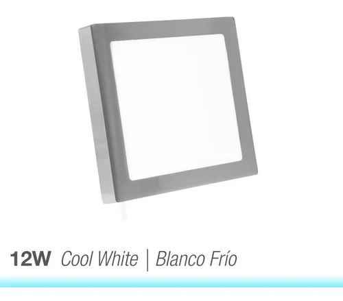 Foco Led Panel Plafón Níquel Cuadrado 17cm Sobrepuesto 12w