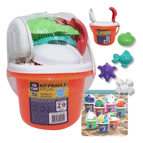 Kit Baldinho De Praia/ Brinquedos De Praia 8 Peças Sortidas