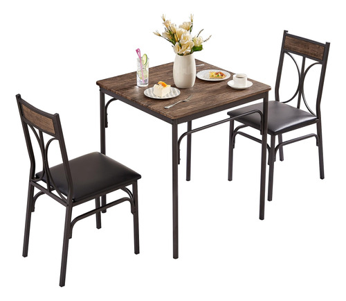 Vecelo Mesa De Comedor De Cocina, 2 Sillas Para Espacio Pequ