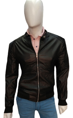 Imagen 2 de 9 de Chamarra Vinil Hombre Moderno Deportiva Slim Fit Ligera Piel