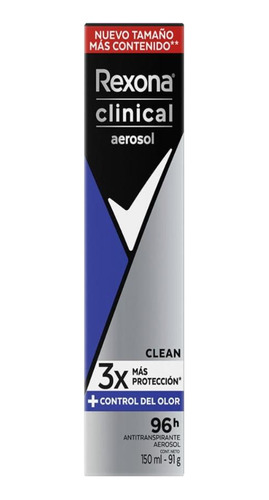 Desodorante Aerosol Rexona Clinical Clean 96h 150ml