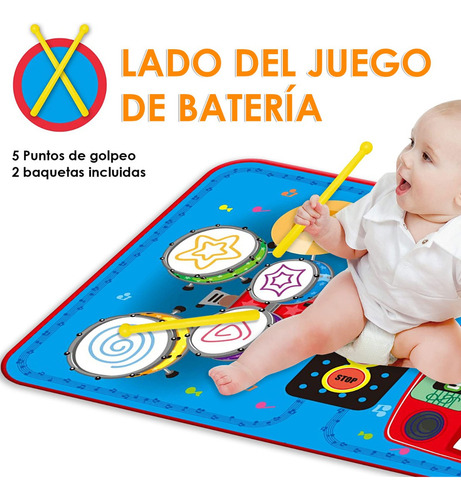 Alfombra Musical Piano Y Tambor Juguete Para Niños 70x45cm