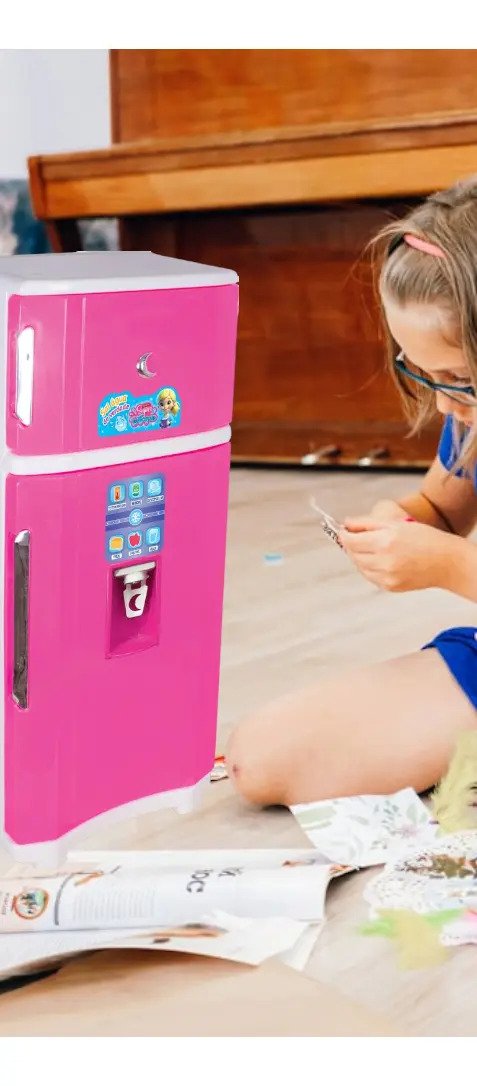 Geladeira Infantil Duplex Princesas Rosa Shop Br C/ Dispenser de Água