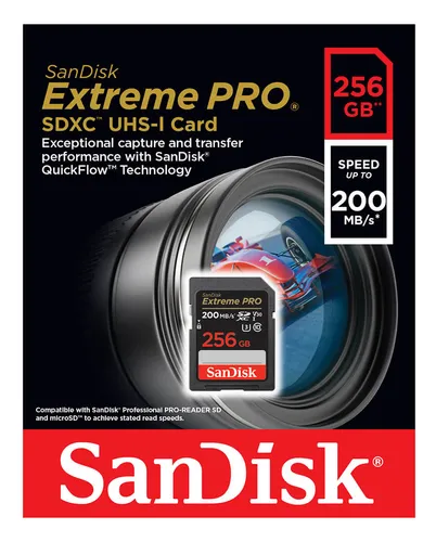 Tarjeta De Memoria Sd Sandisk Extreme Pro Sdxc 256gb 200mbs