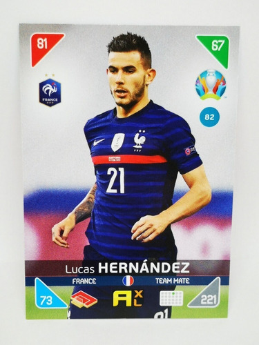 Carta Adrenalyn Xl Euro 2020 Kick Off / Lucas Hernandez #82